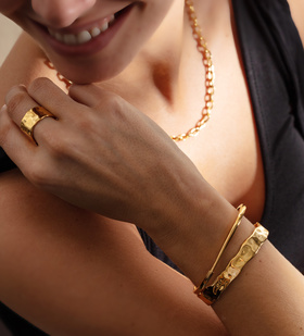 Alternate view of Gold Vermeil Siren Muse Thin Cuff - Monica Vinader