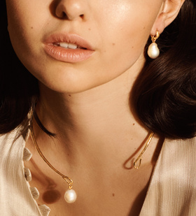Alternate view of Gold Vermeil Doina Huggie Earrings - Monica Vinader