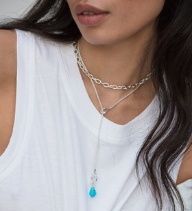 Alternate view of Sterling Silver Doina Lariat Necklace - Monica Vinader