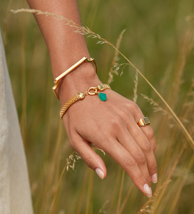 Alternate view of Gold Vermeil Signature Thin Bangle - Monica Vinader