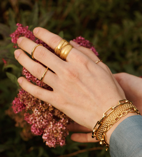 Alternate view of Gold Vermeil Siren Hammered Ring - Monica Vinader