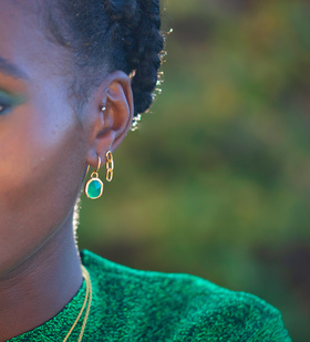 Alternate view of Gold Vermeil Siren Wire Earrings - Green Onyx - Monica Vinader