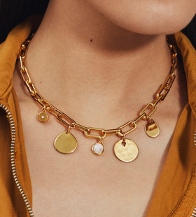Alternate view of Gold Vermeil Ziggy Round Pendant Charm - Monica Vinader