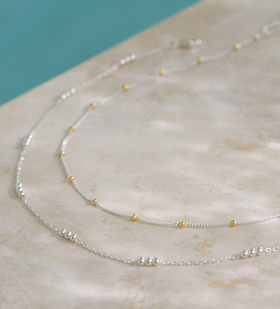 Alternate view of Sterling Silver Triple Beaded Choker Necklace 14-16" - Monica Vinader