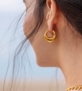 Deia Chamfered Large Hoop Earrings in 18ct Gold Vermeil on
