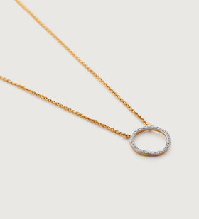 Gold Vermeil Riva Circle Diamond Necklace Adjustable 46cm/18" - Diamond - Monica Vinader