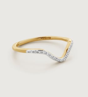 Monica Vinader ★ Riva Diamond Pre-Stacked リング Riva Mini Kite Adjustable Friendship Diamond Ring in