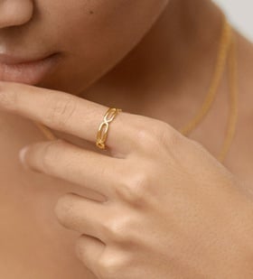 【MONICA VINADER】18KRGヴェルメイユ Signature Thin リング Signature Ring in 18k Gold Vermeil on Sterling Silver