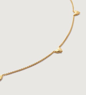 Gold Vermeil Heart Station Chain Necklace Adjustable 41-46cm/16-18' - Monica Vinader