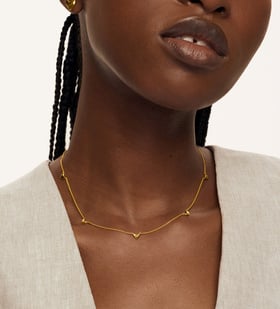 Heart Station Chain Necklace in 18k Gold Vermeil on Sterling