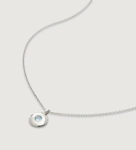 Sterling Silver March Birthstone Necklace Adjustable 41-46cm/16-18' - Aquamarine - Monica Vinader