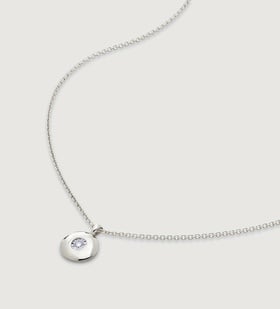 Sterling Silver April Birthstone Necklace Adjustable 41-46cm/16-18' - Lab Grown Diamond - Monica Vinader