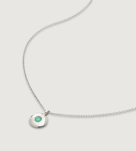 Sterling Silver May Birthstone Necklace Adjustable 41-46cm/16-18' - Emerald - Monica Vinader