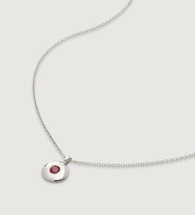 Sterling Silver July Birthstone Necklace Adjustable 41-46cm/16-18' - Ruby - Monica Vinader