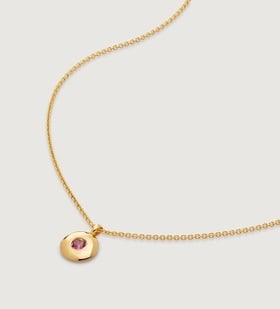 Gold Vermeil October Birthstone Necklace Adjustable 41-46cm/16-18' - Pink Tourmaline - Monica Vinader