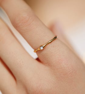 【MONICA VINADER】Marquise Diamond Ring ダイヤモンドリング Lab Grown Diamond Marquise Solitaire Stacking Ring in 14k