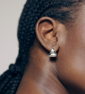 Alternate view of Sterling Silver Tapered Small Hoop Earrings - Monica Vinader