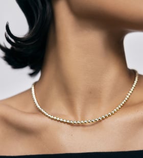 Alternate view of Gold Vermeil Round Diamond Tennis Necklace - Lab Grown Diamond - Monica Vinader