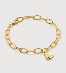Heart Charm Bracelet in 18k Gold Vermeil on Sterling Silver
