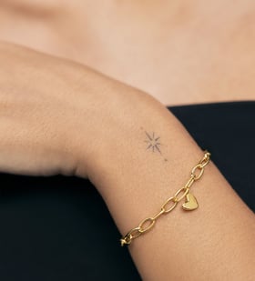 Heart Charm Bracelet in 18k Gold Vermeil on Sterling Silver