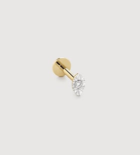 Diamond Cluster Single Labret Piercing Earring in 14k Solid