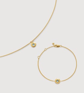 March Birthstone Chain Bracelet & Necklace Set - Monica Vinader