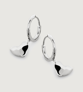 Sterling Silver Heart Drop Huggies - Monica Vinader