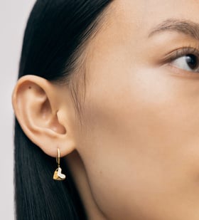 Alternate view of Gold Vermeil Heart Drop Huggie Earrings - Monica Vinader