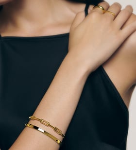 Alternate view of Gold Vermeil Essential Bangle - Monica Vinader