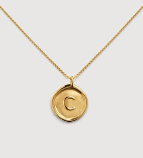 Initial Stamp M Necklace Adjustable 41-46cm/16-18' in 18k