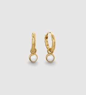 ピアス [Rita monica] La Perla Half Earrings Siren Mini Pearl Huggie Earrings in 18k Gold Vermeil on