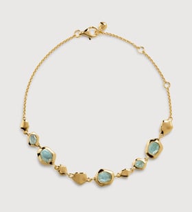 Gold Vermeil Odyssey Gemstone Pebbled Chain Bracelet - Aquamarine - Monica Vinader