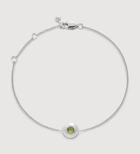 Sterling Silver August Birthstone Chain Bracelet - Peridot - Monica Vinader