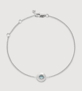 Sterling Silver March Birthstone Chain Bracelet - Aquamarine - Monica Vinader