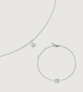 Sterling Silver April Birthstone Chain Necklace & Bracelet Set  - Monica Vinader