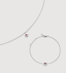 Sterling Silver October Birthstone Chain Necklace & Bracelet Set  - Monica Vinader