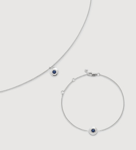 Sterling Silver September Birthstone Chain Necklace & Bracelet Set  - Monica Vinader