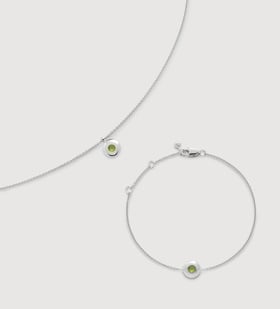 Sterling Silver August Birthstone Chain Necklace & Bracelet Set  - Monica Vinader