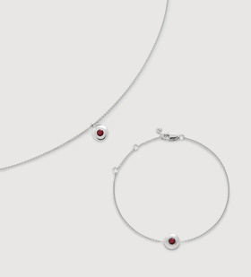 Sterling Silver July Birthstone Chain Necklace & Bracelet Set - Monica Vinader