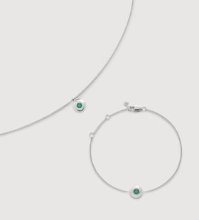 Sterling Silver May Birthstone Chain Bracelet & Necklace Set - Monica Vinader