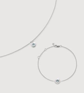  Sterling Silver March Birthstone Chain Bracelet & Necklace Set - Monica Vinader