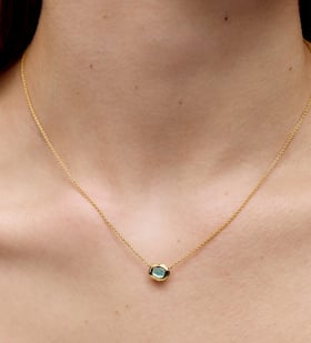 Alternate view of Gold Vermeil Odyssey Gemstone Small Chain Necklace - Aquamarine - Monica Vinader