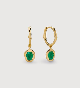 Gold Vermeil Odyssey Gemstone Huggies - Green Onyx - Monica Vinader