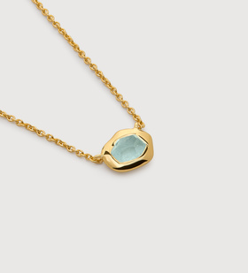 Gold Vermeil Odyssey Gemstone Small Chain Necklace - Aquamarine - Monica Vinader