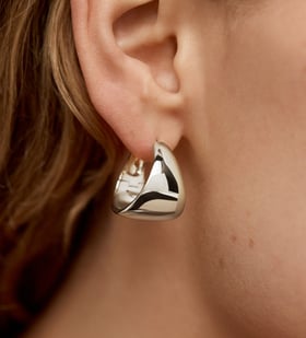 Alternate view of Sterling Silver Tapered Large Hoop Earrings - Monica Vinader