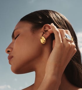 Alternate view of Gold Vermeil Aria Bold Stud Earrings - Monica Vinader