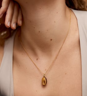 Alternate view of Gold Vermeil Aria Gemstone Pendant - Tigers Eye - Monica Vinader