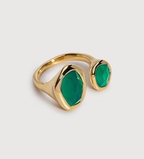 Gold Vermeil Odyssey Gemstone Open Ring - Green Onyx - Monica Vinader