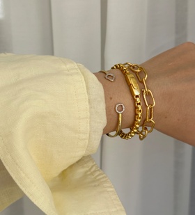 Alternate view of Gold Vermeil Bold Box Chain Bracelet - Monica Vinader