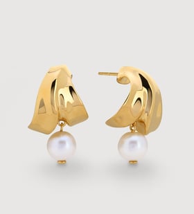 Gold Vermeil Nomade Pearl Small Earrings - Pearl - Monica Vinader